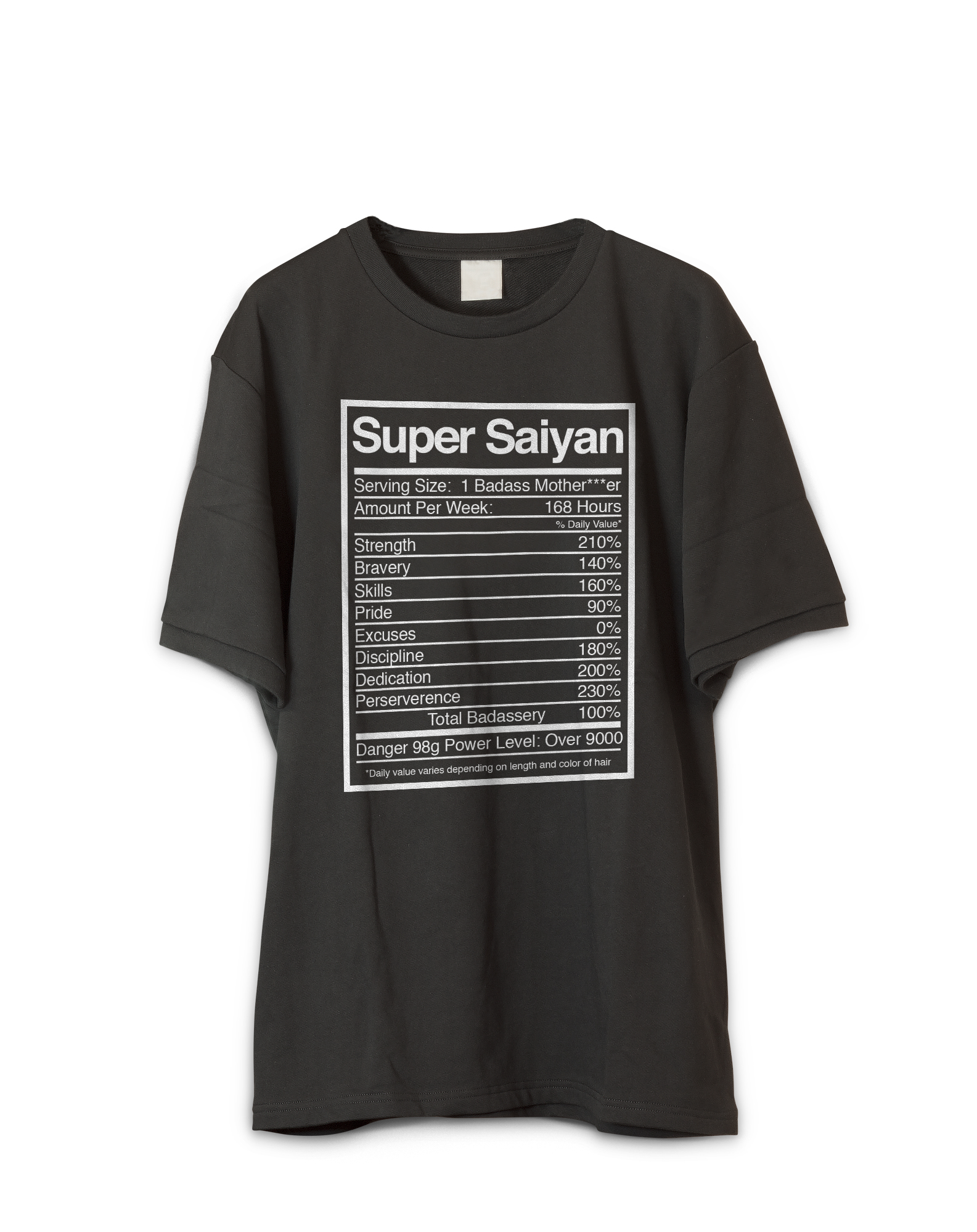Super Saiyan Nutrition Label Funny Anime T-Shirt